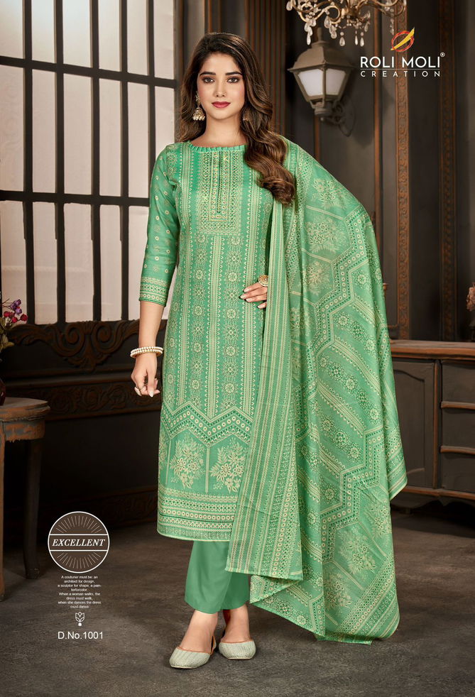 Sirat By Roli Moli 1001 To 1008 Swarovski Soft Cotton Dress Material Wholesale Market In Surat
